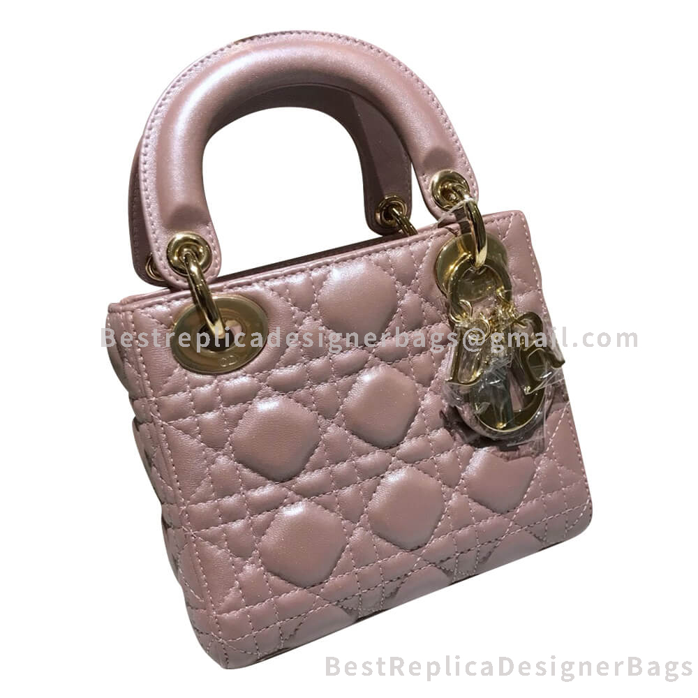Dior Mini Lady Dior Lambskin Bag Pearl Pink SHW